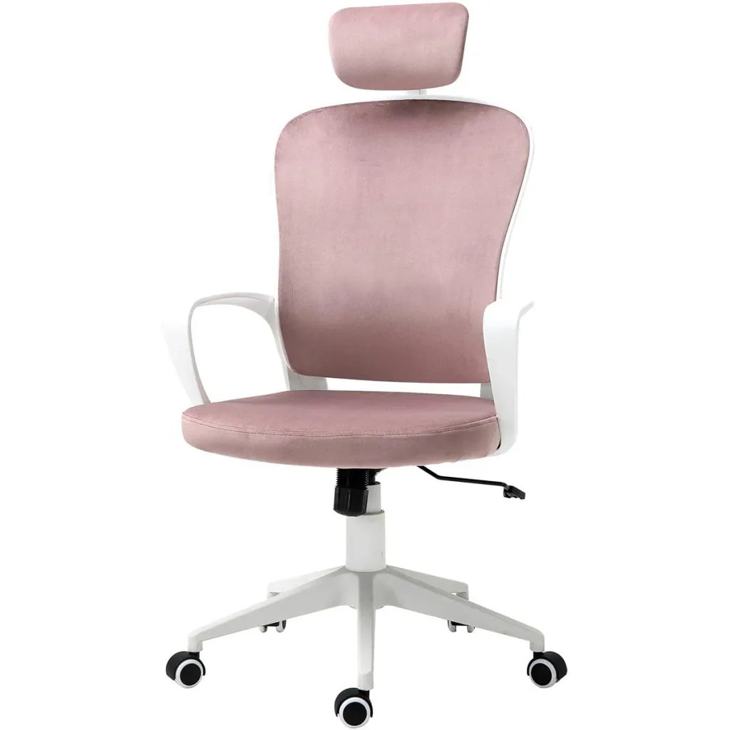 Bürostuhl ergonomisch - Samt Polyester - Rosa - 63 x 64 x 118-128 cm