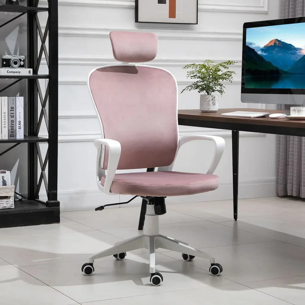 Bürostuhl ergonomisch - Samt Polyester - Rosa - 63 x 64 x 118-128 cm