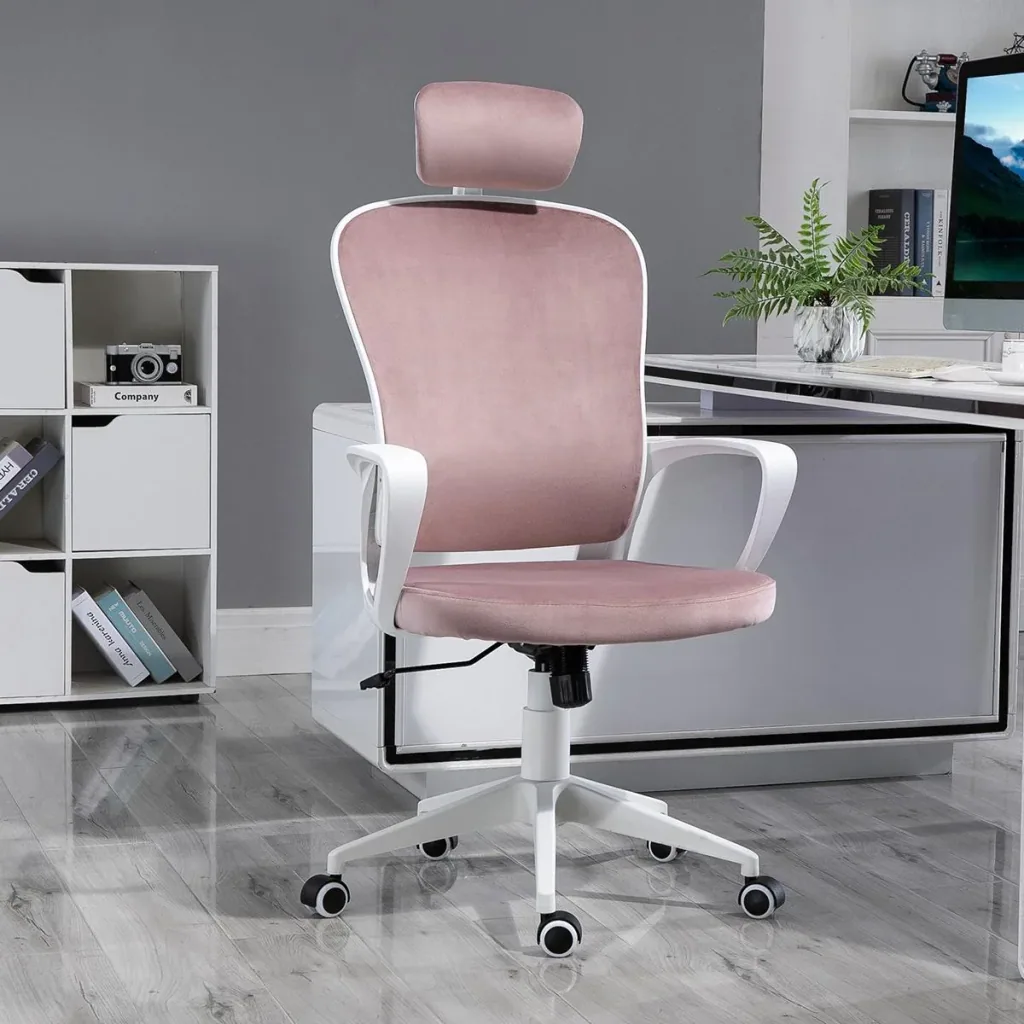 Bürostuhl ergonomisch - Samt Polyester - Rosa - 63 x 64 x 118-128 cm