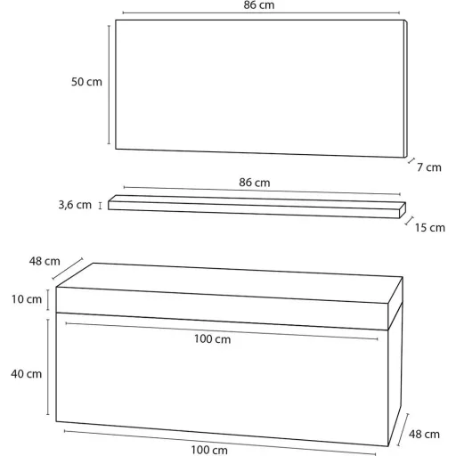 Badezimmermöbel Force 100 cm - Anthrazit