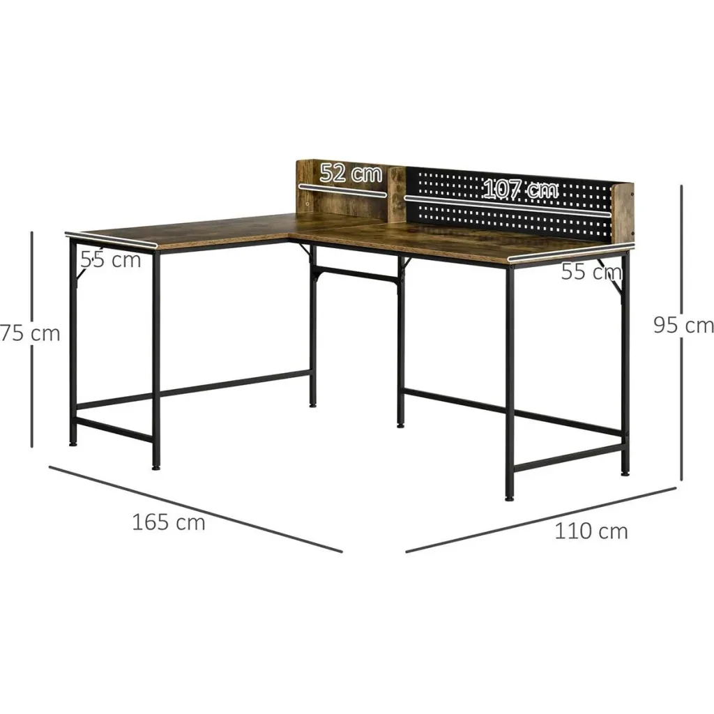 Computertisch Eckschreibtisch L-Form Arbeitstisch platzsparender Gaming PC Workstation für Home-Office Industriedesign M