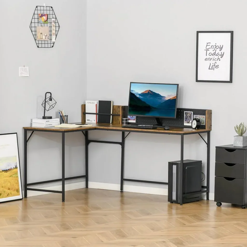 Computertisch Eckschreibtisch L-Form Arbeitstisch platzsparender Gaming PC Workstation für Home-Office Industriedesign M