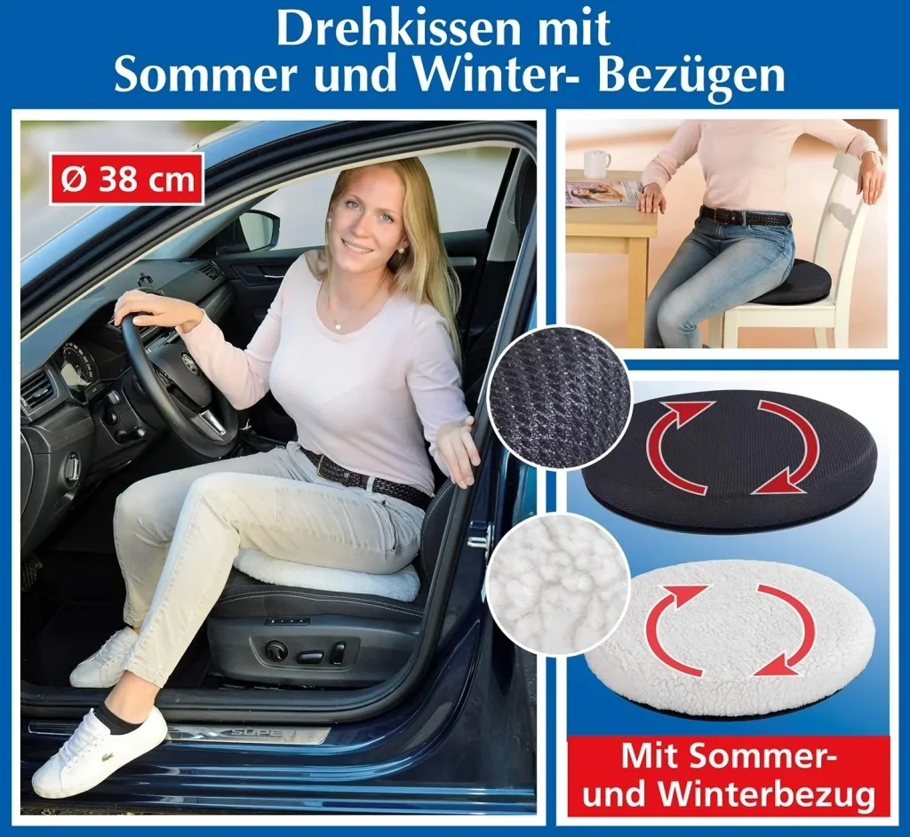 Drehkissen mit 2 Wechselbezügen für Sommer und Winter