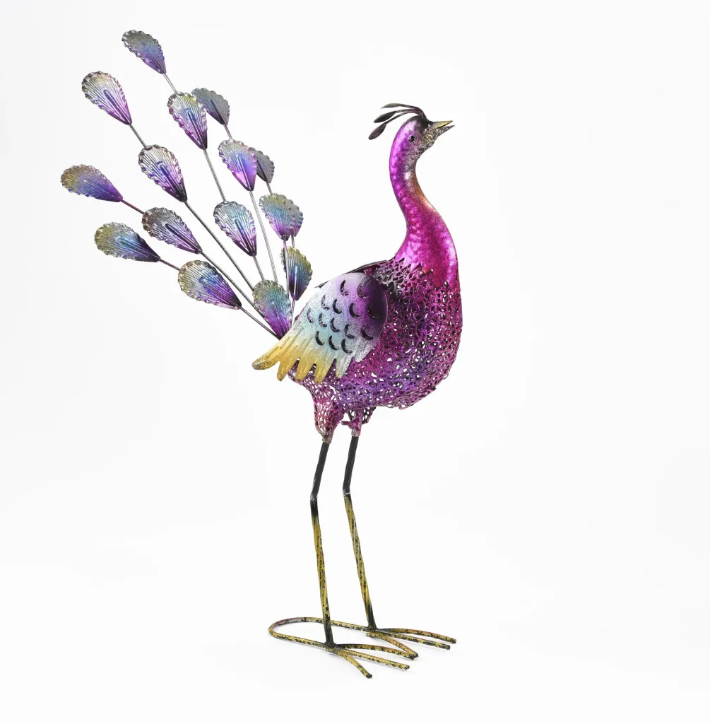 Metalldeko- Pfau Bonnie mit LED Solarbeleuchtung