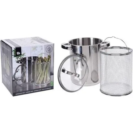 Excellent Houseware Spargeltopf mit Glasdeckel - 4,2 Liter