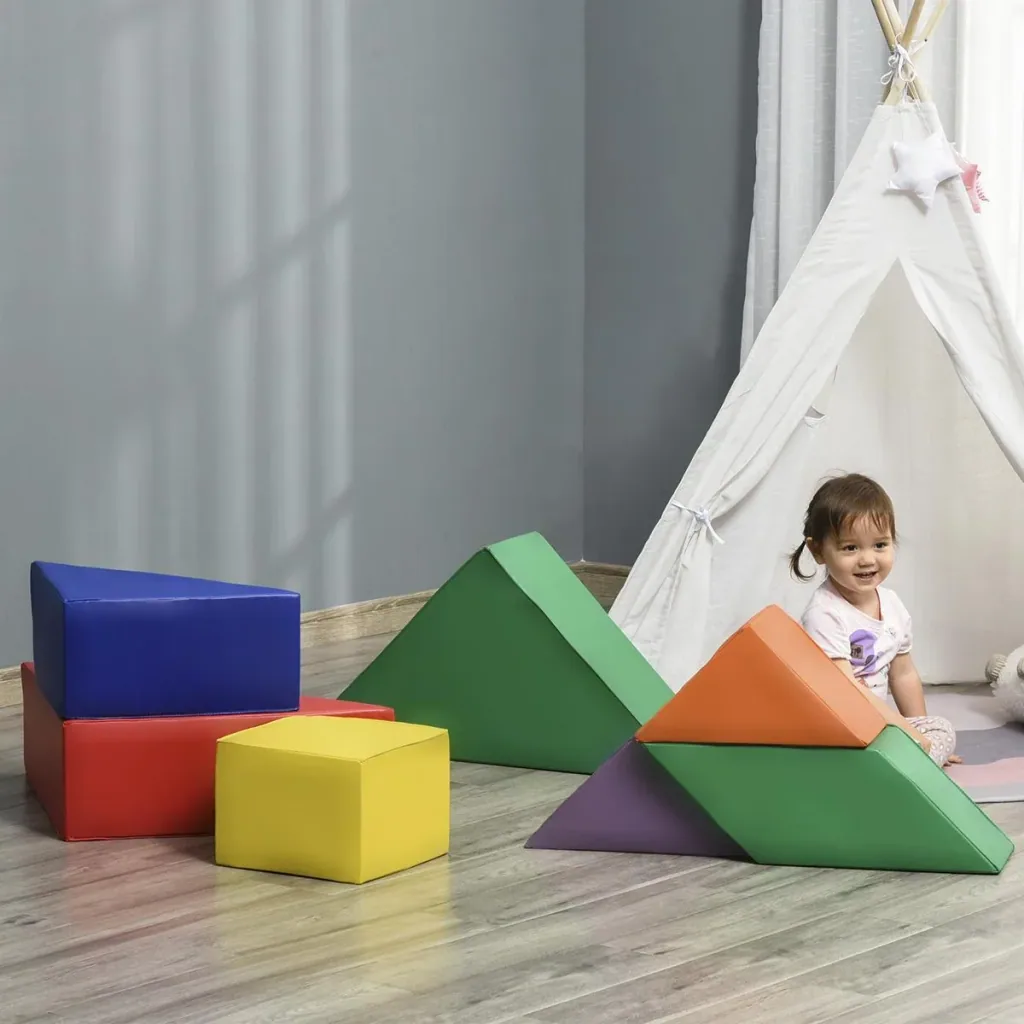 Geometrische Bausteine im 7er Set bunt