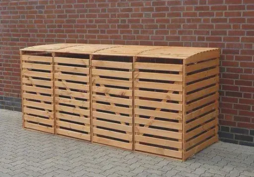 Mülltonnenbox Vario 4 für 4 Tonnen, honigbraun