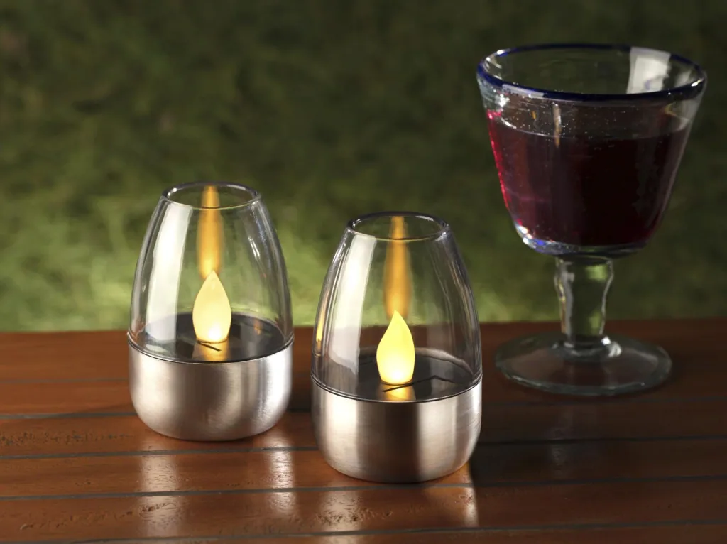 Solar Kerzen mit LED Flackerlicht 2er Set