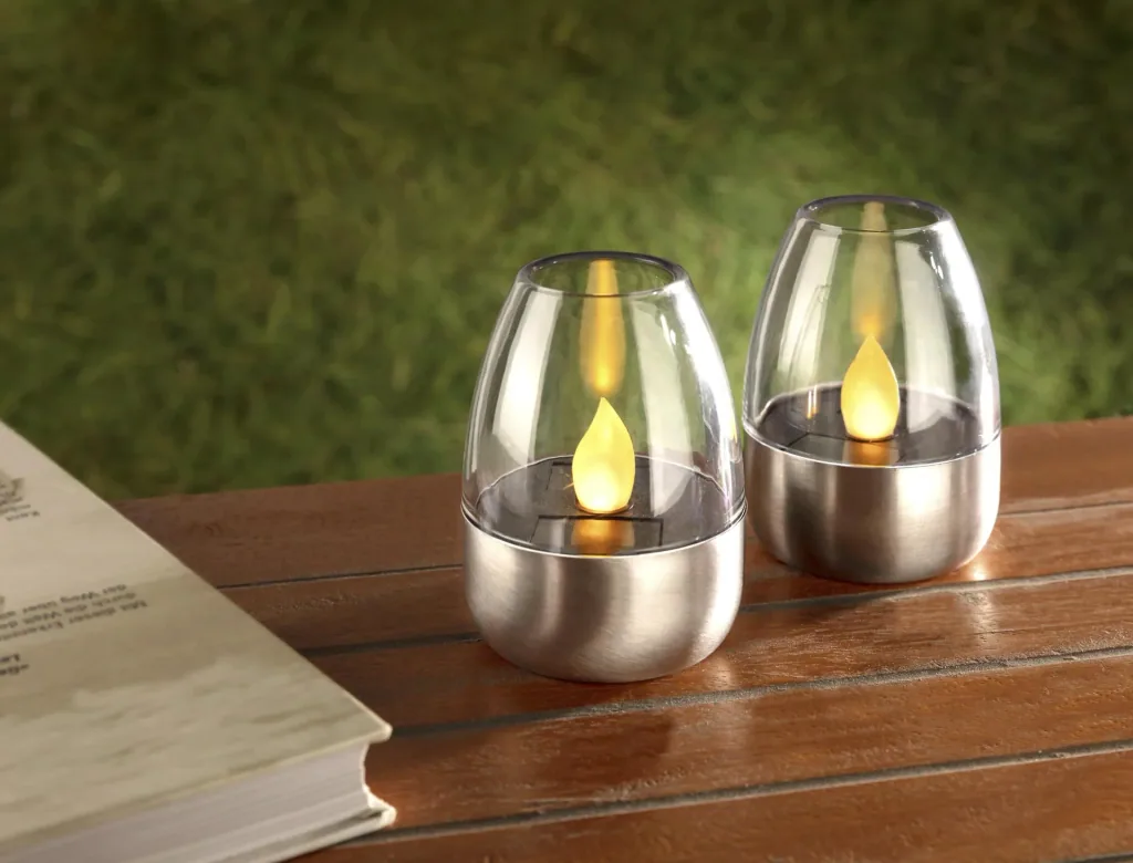Solar Kerzen mit LED Flackerlicht 2er Set