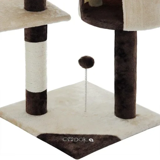Codoca Kratzbaum beige-braun mit 3 Aussichtsplätzen, 1 Höhle, 2 Spielbällen und 1 Seil
