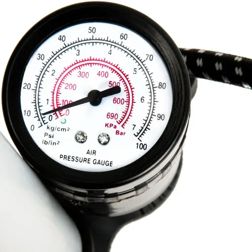 Stand-/Fahrradluftpumpe aus Aluminium mit Manometer