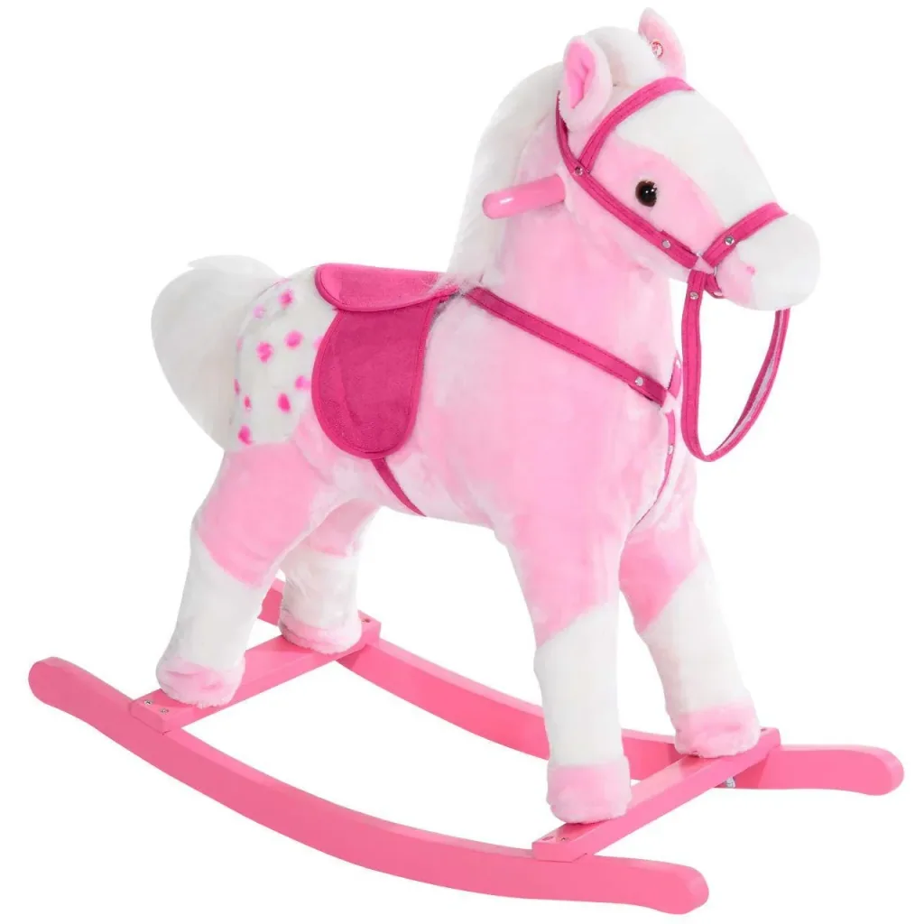 Schaukelpferd Kinder Schaukeltier Schaukelspielzeug Wiehern Pink