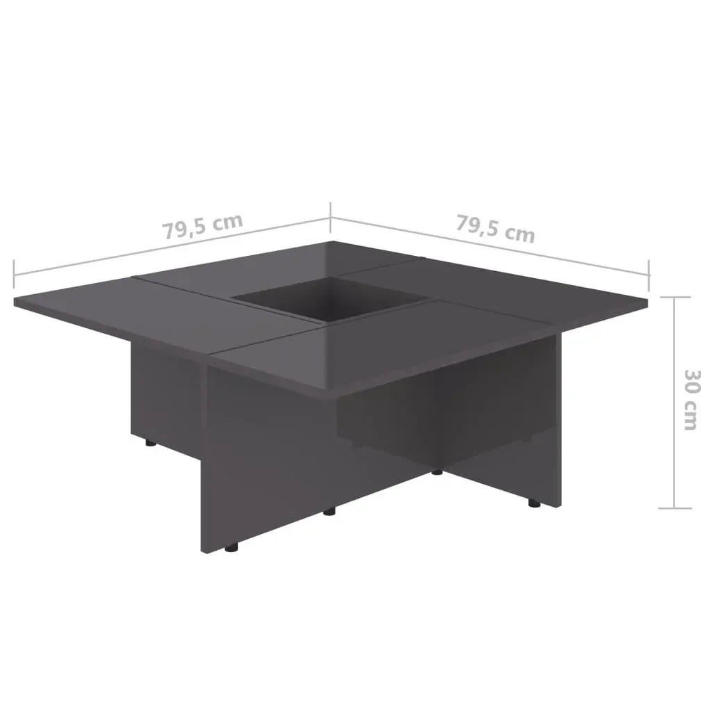 Couchtisch 79,5x79,5x30 cm Spanplatte hochglänzend grau