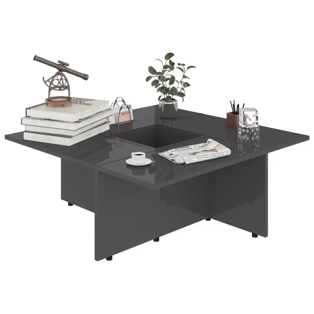 Couchtisch 79,5x79,5x30 cm Spanplatte hochglänzend grau