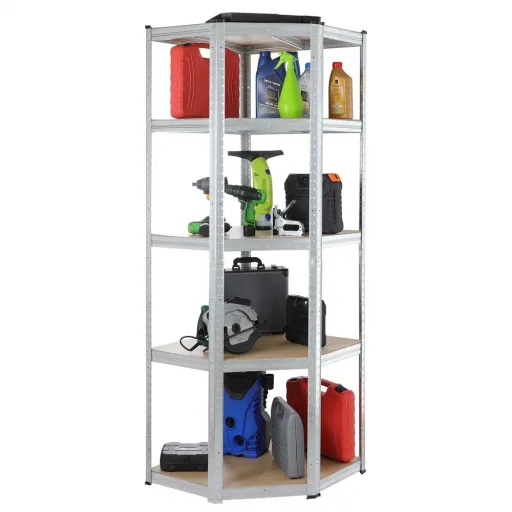 Deuba Metall-Lagerregal/Eckregal mit 5 Fachböden - 875kg Kapazität - (HxBxT) 180x70x40 cm - 175kg pro Fachboden