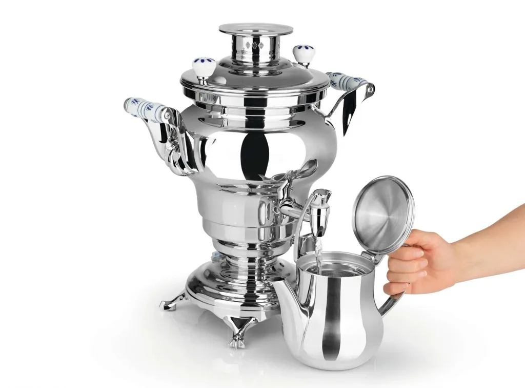 Samowar mit Teekocher, Russischer Teekessel Elektrisch - Odessa III, mit Dispenser, Edelstahl, 3L