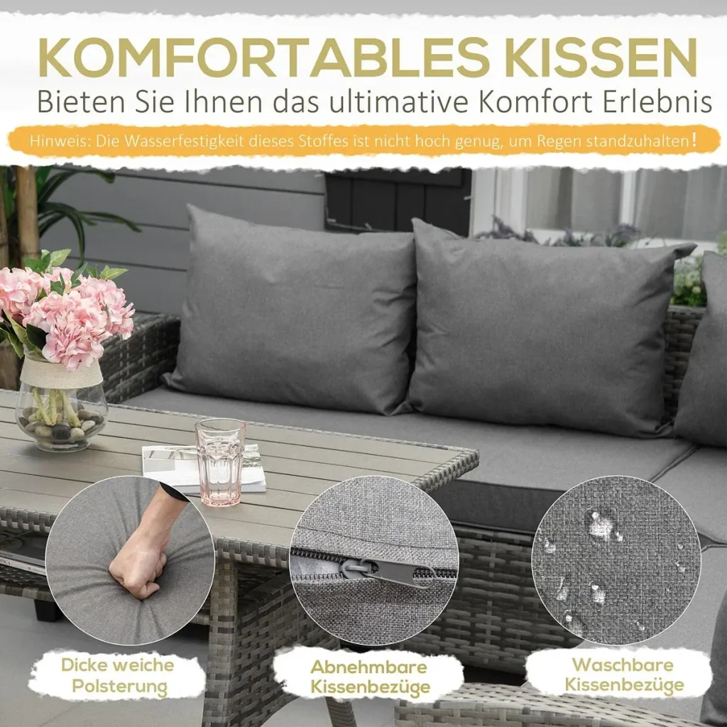 7-tlg. Luxus Polyrattan Gartenmöbel Set Gartengarnitur Garten-Set Sitzgruppe Loungeset Loungemöbel mit Beistelltisch Sit