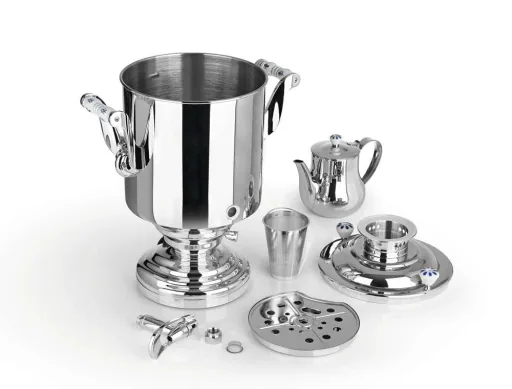 Samowar mit Teekocher, Russischer Teekessel Elektrisch - Katharina, mit Dispenser, Edelstahl, 15L