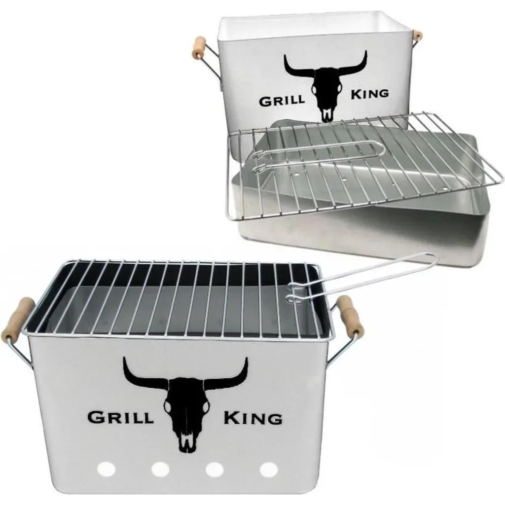 Grill King Holzkohlegrill Rectangle - Silber - 32x20x20 cm