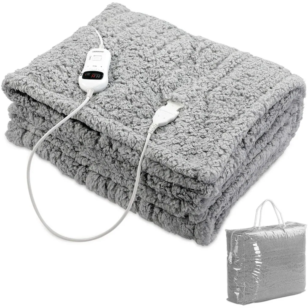 Heizdecke Fleece Grau 170x140cm