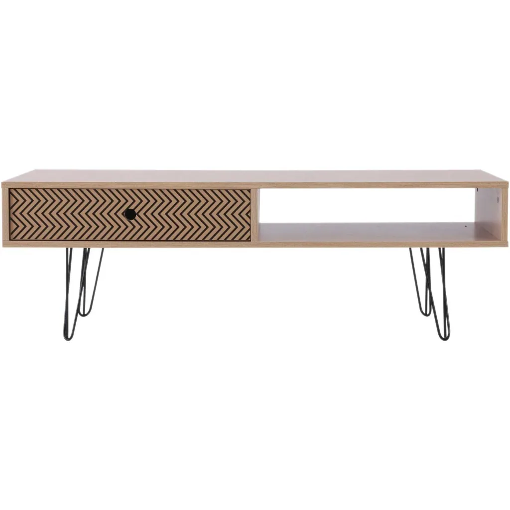 Couchtisch Beistelltisch Sofatisch Fernsehtisch Kaffeetisch mit Schublade Holz Eiche 110 x 55 x 35,5 cm