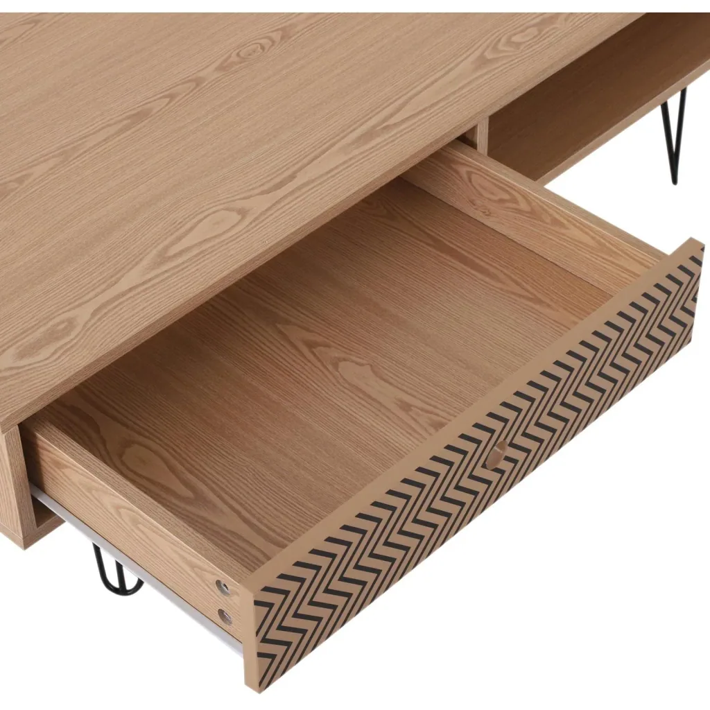Couchtisch Beistelltisch Sofatisch Fernsehtisch Kaffeetisch mit Schublade Holz Eiche 110 x 55 x 35,5 cm