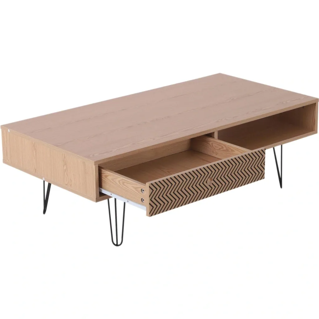 Couchtisch Beistelltisch Sofatisch Fernsehtisch Kaffeetisch mit Schublade Holz Eiche 110 x 55 x 35,5 cm
