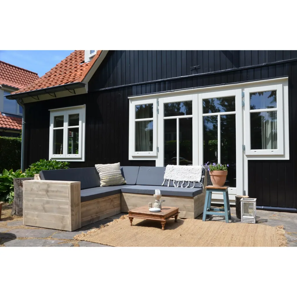Lounge-Set robustes Gerüstholz-Ecksofa 200/200 cm
