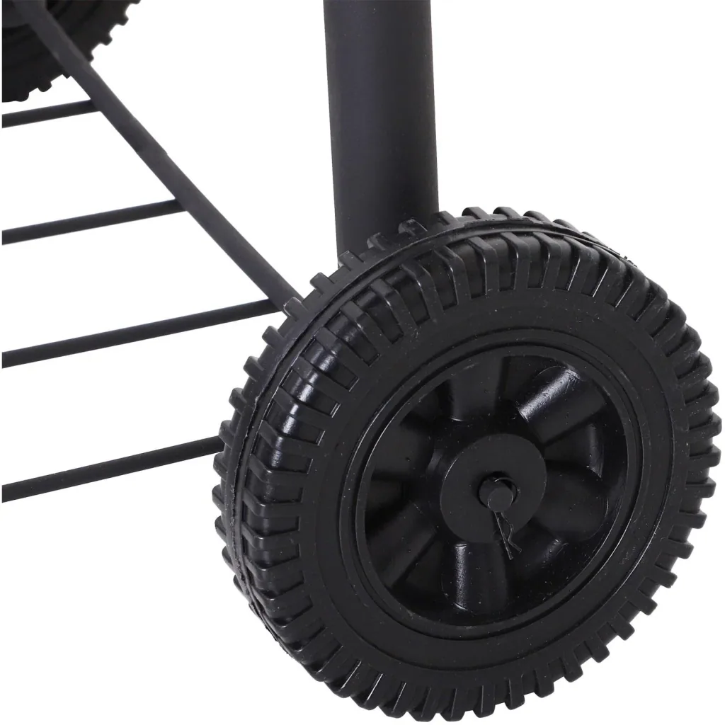 Kohlegrill Grillwagen Grillstation Standgrill mit Thermometer 3 x Ablage Edelstahl Schwarz