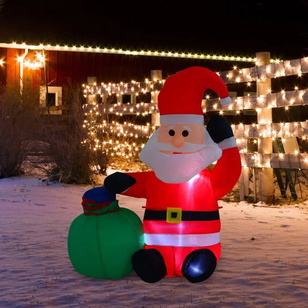 LED Weihnachtsmann aufblasbar warmweiß