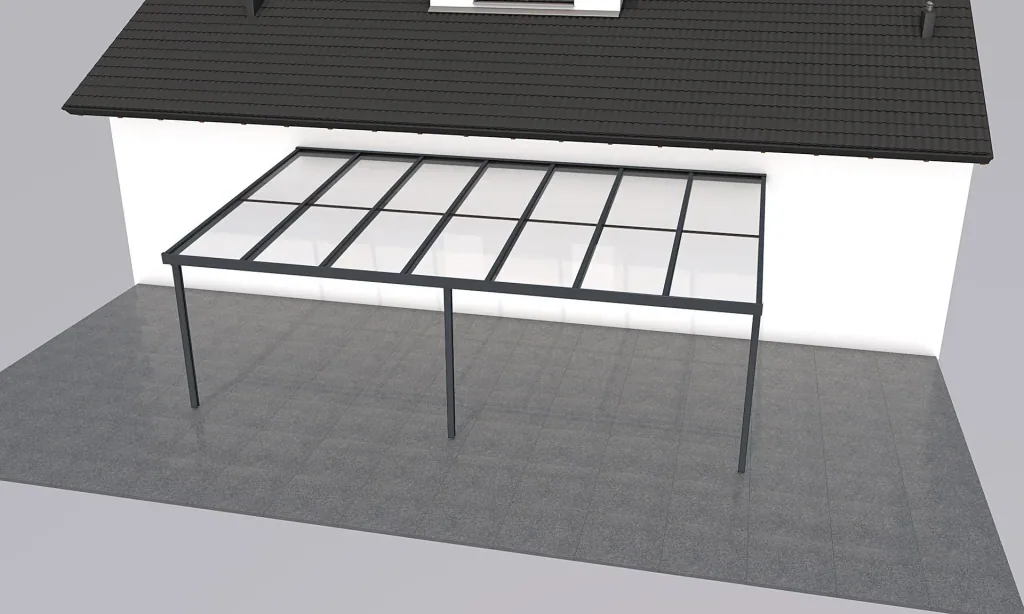 Terrassendach Premium, anthrazit, 7120 x 4060 mm - 10mm Verbundsicherheitsglas (VSG)