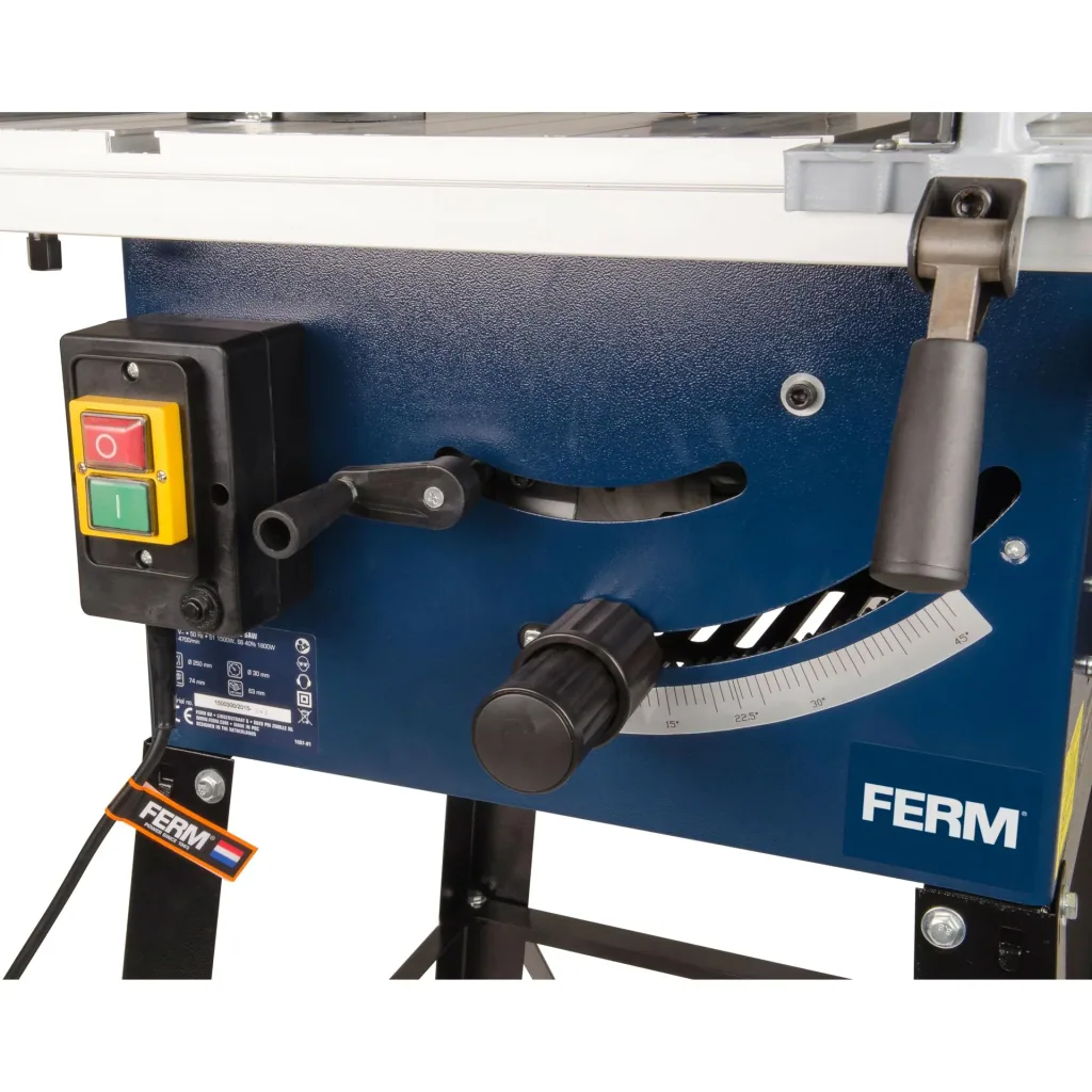 TSM1033 Tischkreissäge 1800W - 250mm - Winkelanschlag und Parallelführung - Vakuum-Adapter - Inkl. T40 Sägeblatt