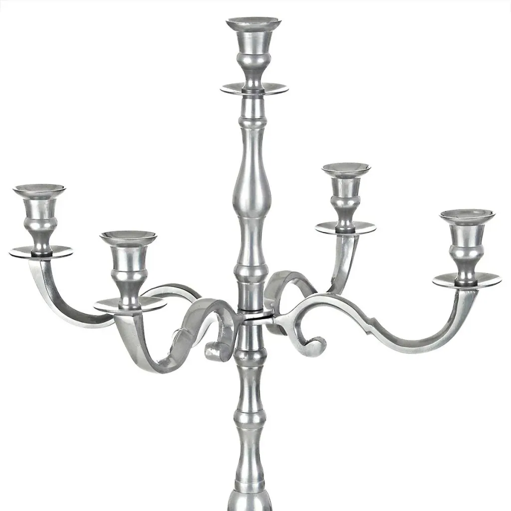 Kerzenleuchter Silber Aluminium vernickelt 60cm 5-armig