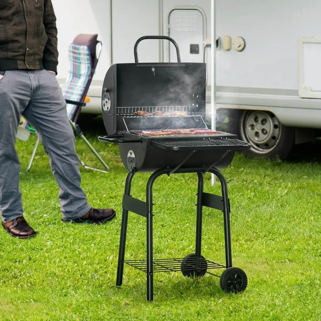 BBQ-Holzkohle - mit Deckel - Metall - Schwarz