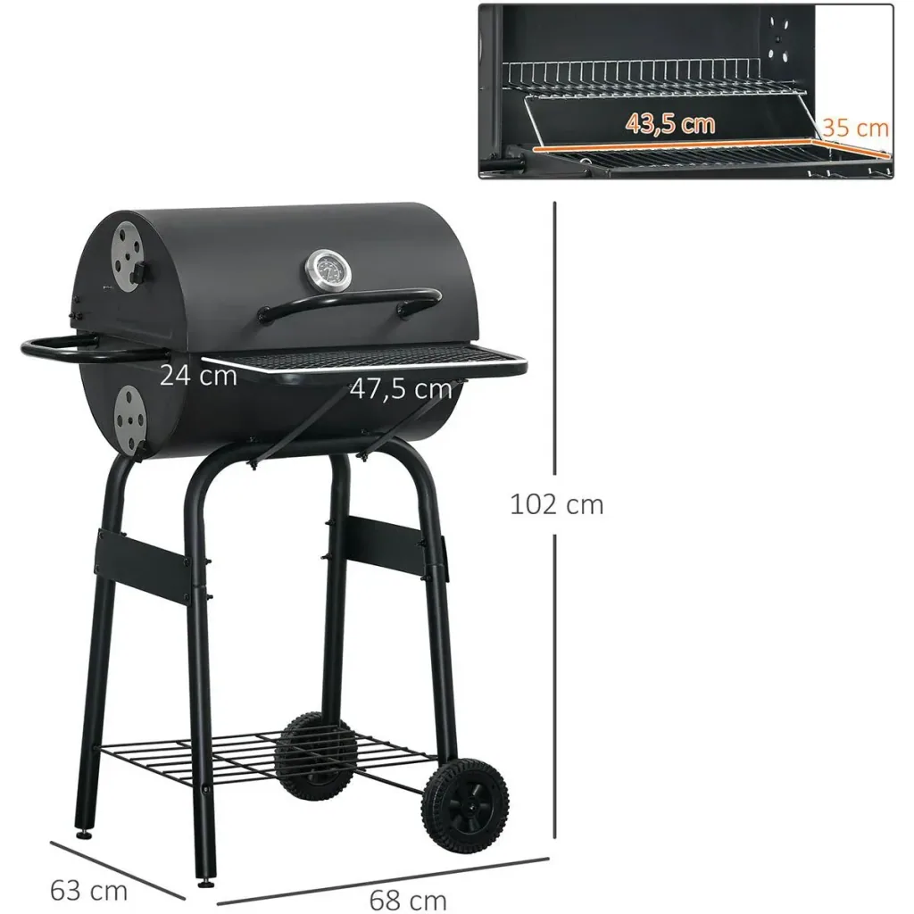 BBQ-Holzkohle - mit Deckel - Metall - Schwarz