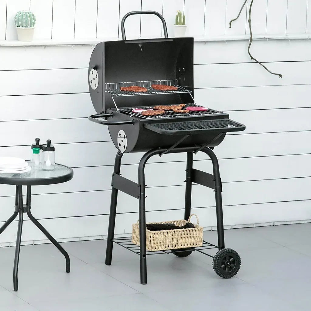 BBQ-Holzkohle - mit Deckel - Metall - Schwarz