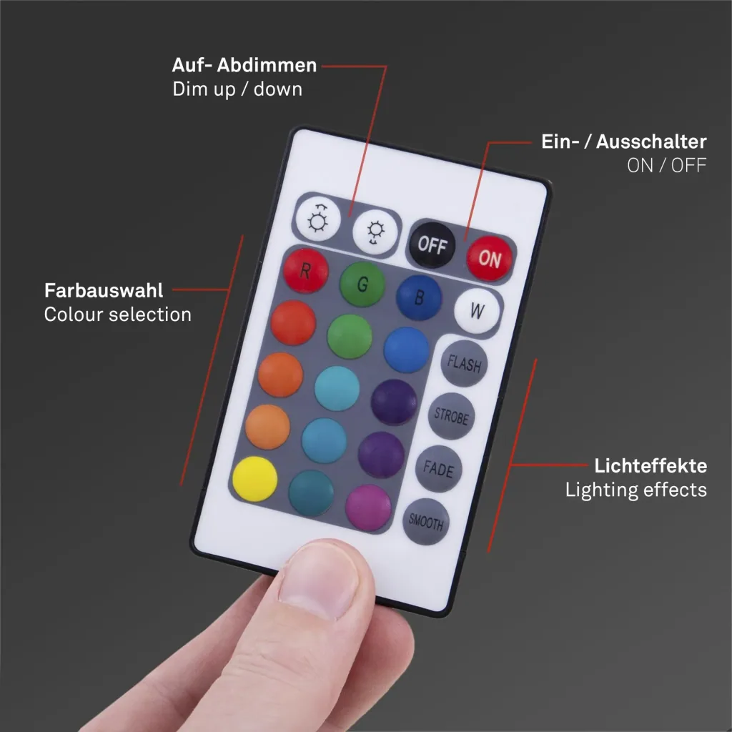 RGB-LED Flexband für den Außenbereich, 5m, IP44,  150 RGB-LEDs, mit Fernbedienung, inklusive Befestigungsset