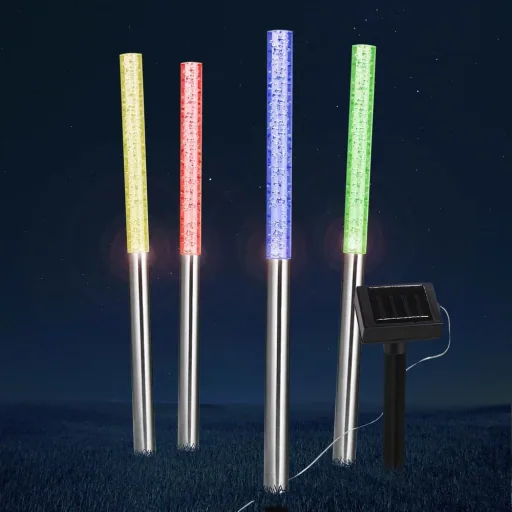 4x LED-Solarlampe mit Farbwechsler