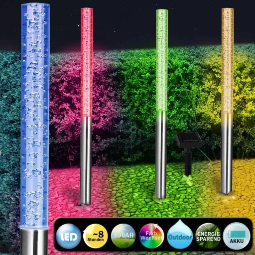 4x LED-Solarlampe mit Farbwechsler