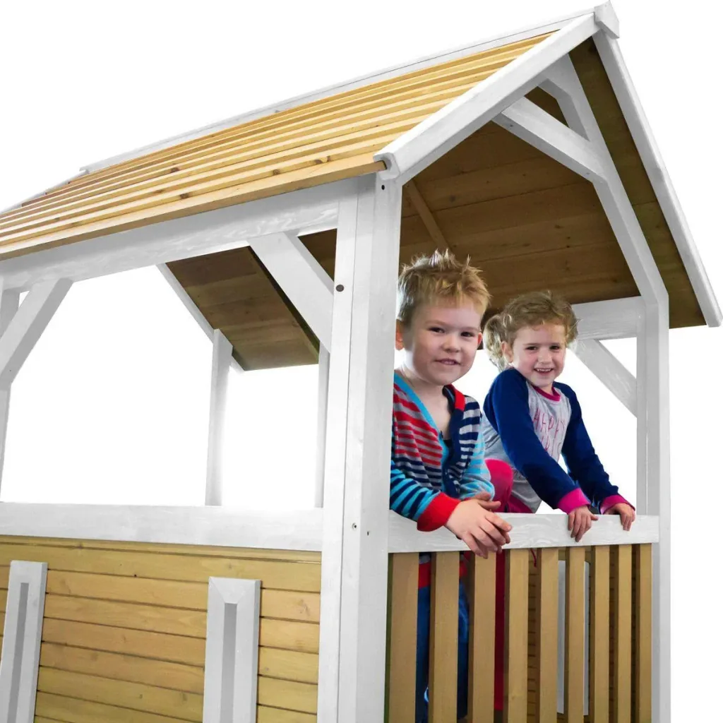 Dory Spielturm Braun/Weiß - Lindgrüne Rutsche