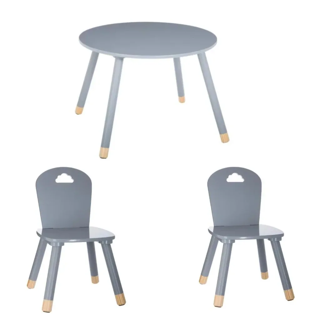 NL SET - 2x Hochstuhl und Hochtisch - Grau