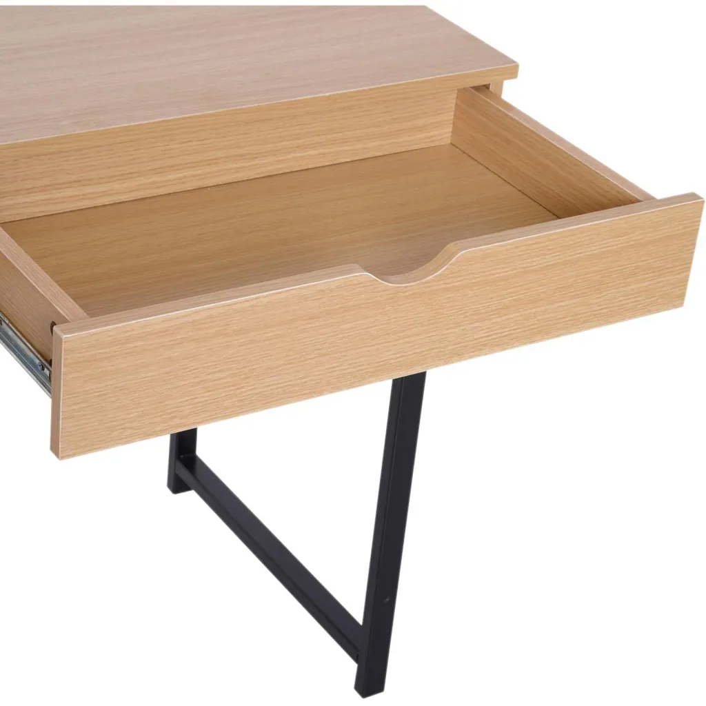 Schreibtisch PC-Tisch Computertisch mit 2 Schubladen Holz + Metall Natur 120 x 52 x 76,2 cm