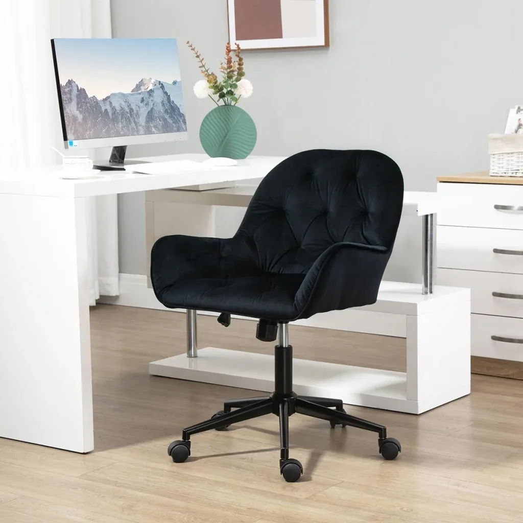 Bürostuhl höhenverstellbar samtartiges Polyester Schwarz 60 x 61 x 81-91 cm