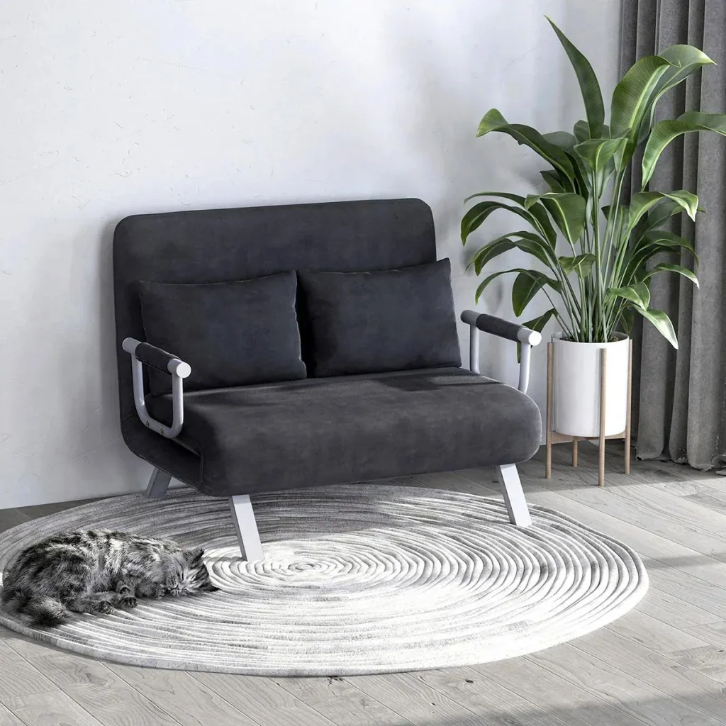 2-Sitzer Schlafsofa mit Armlehne 3-in-1 Schlafsessel Gästebett Klappmatratze Klappbett Chaiselongue Multifunktion Wildle