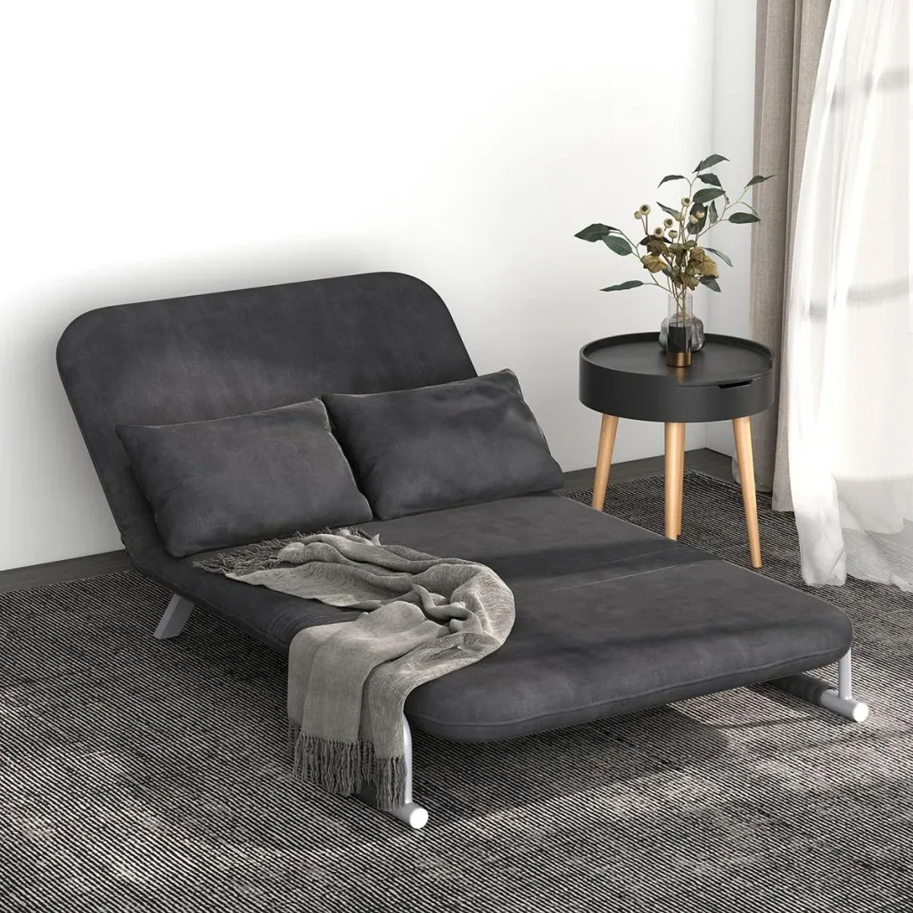 2-Sitzer Schlafsofa mit Armlehne 3-in-1 Schlafsessel Gästebett Klappmatratze Klappbett Chaiselongue Multifunktion Wildle