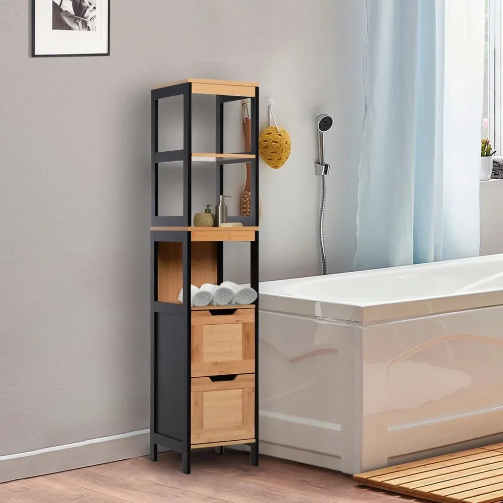 Badezimmerregal mit 3 Ablagen braun/schwarz