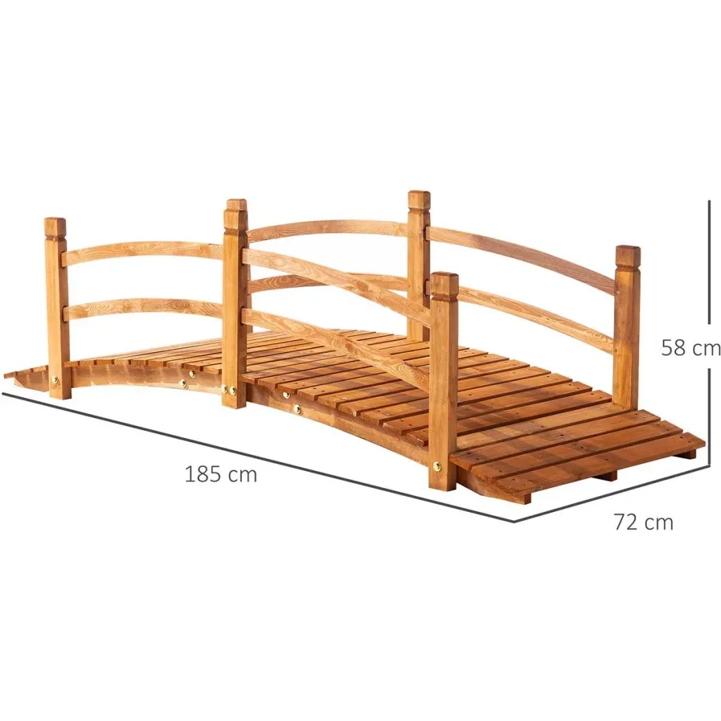 Gartenbrücke aus Holz 185 cm x 72 cm x 58 cm