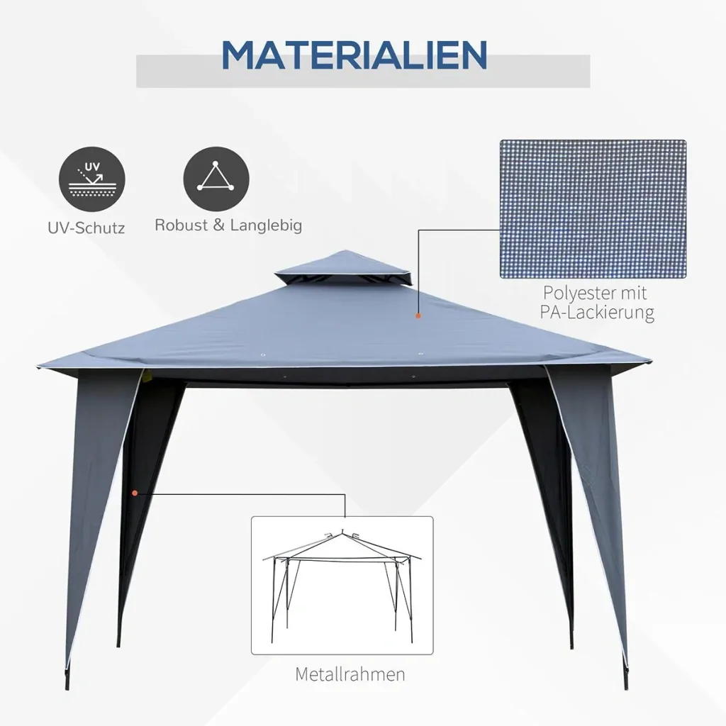 Sonnenschirm mit Handkurbel & Kippfunktion, Metall+Polyester, braun, Ø2,7 x 2,35 m