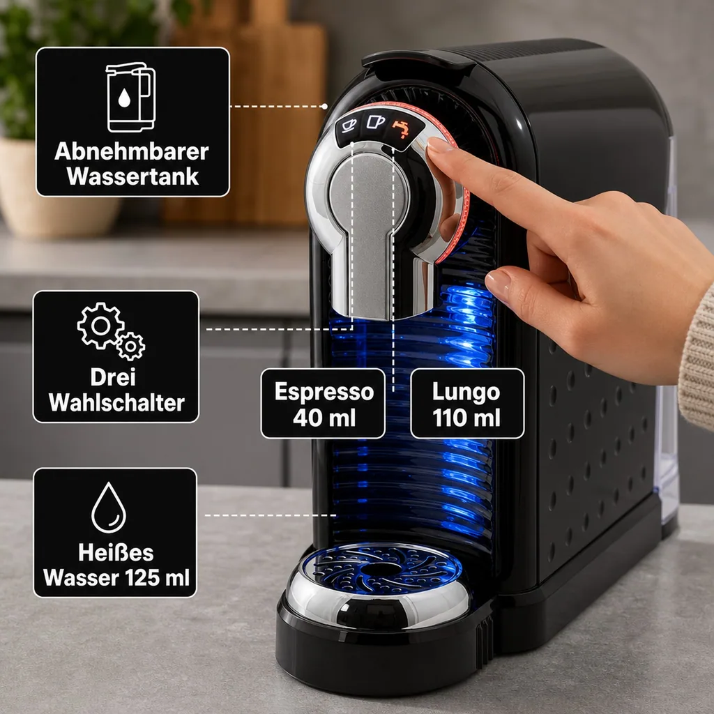 Kapselmaschine, Kaffeeautomat, Teemaschine - für Kaffee und Tee, KKT 01