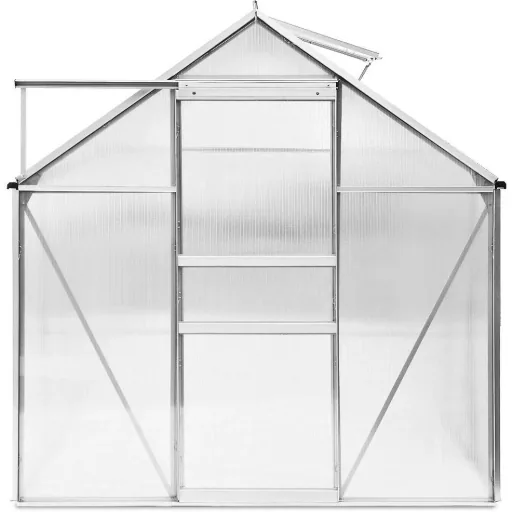 Aluminium-Gewächshaus 5,85m³ mit Fenstern und Regenrinne M4